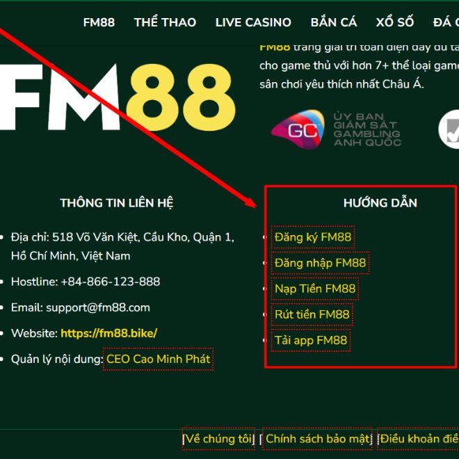 Mẹo truy cập nhanh các mục hướng dẫn của fm88.bike